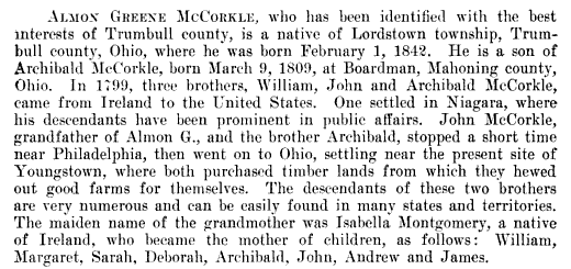 Archibald, John & William McCorkle Legend